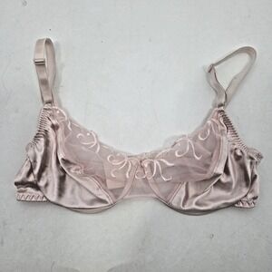 Vintage 80s 90s Victoria's Secret Gold Label Bra 36B Pink Flesh Fem Sexy Lace